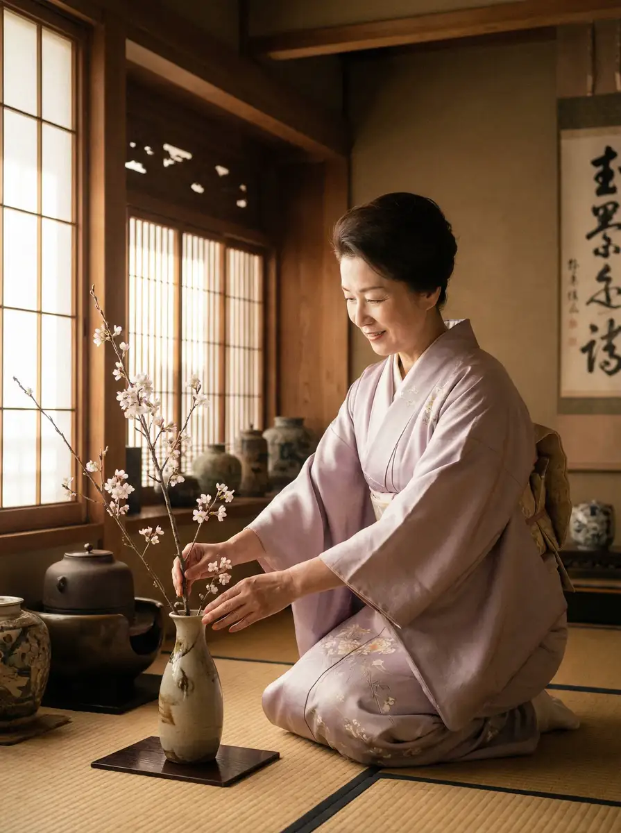 一位优雅的 《马丹妮》- 马丹妮视频高清播放~热点黑料马丹妮 在和室中插花